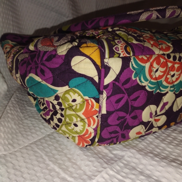 Vera Bradley Plum Crazy Pleated Tote Shoulder Bag 16"x12" x5" - Picture 8 of 12